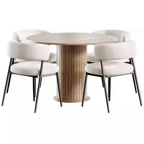 Folsom Chair Jvon Table Low-poly 3D model 2