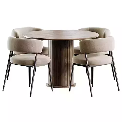 Folsom Chair Jvon Table Low-poly 3D model 4