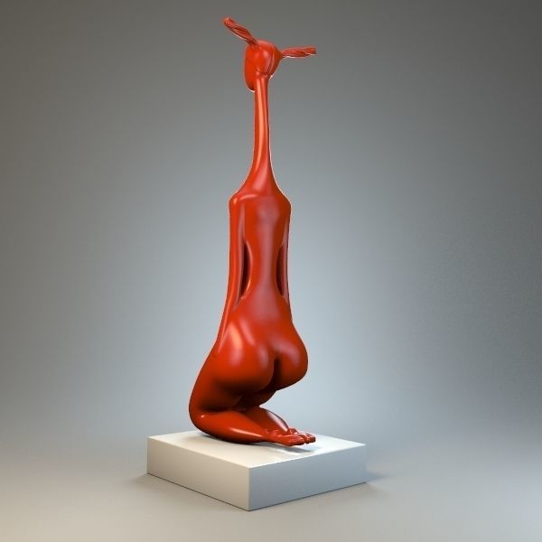 Female giraffe sculpture P 3D print model_4