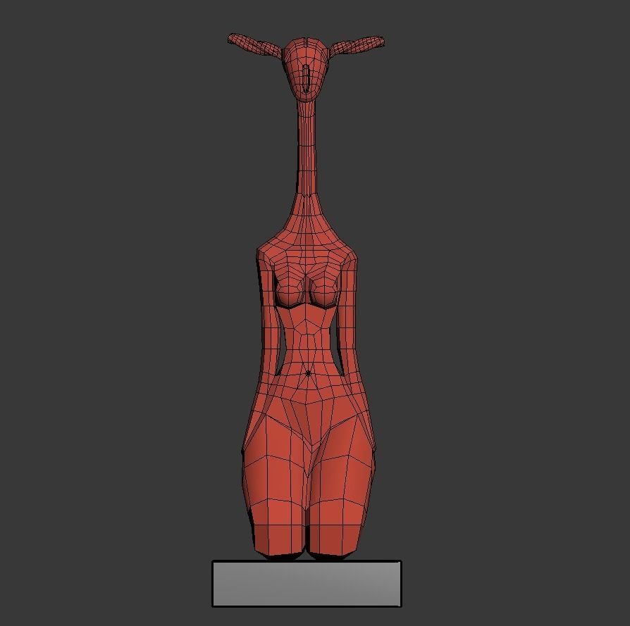 Female giraffe sculpture 3D model_5
