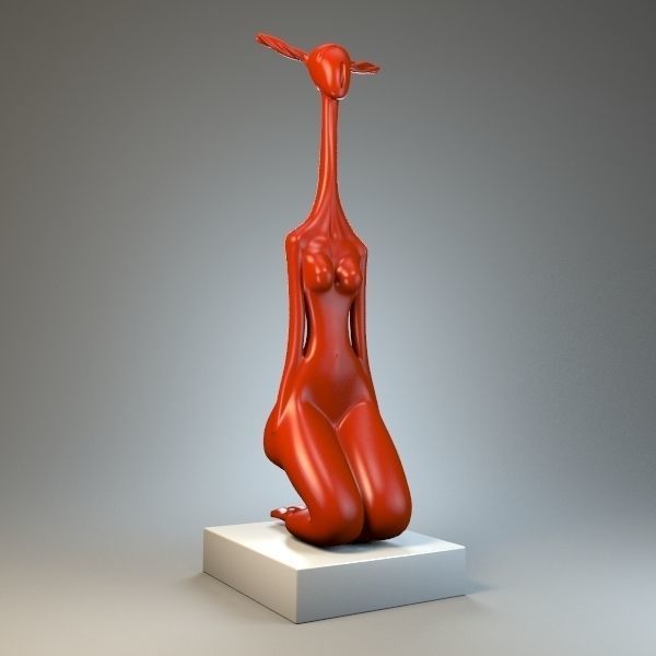 Female giraffe sculpture 3D model_2