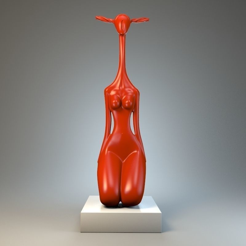 Female giraffe sculpture 3D model_4