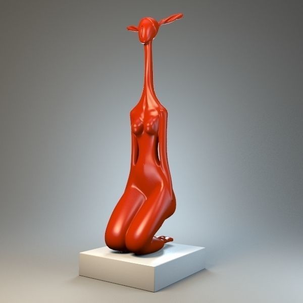 Female giraffe sculpture 3D model_1