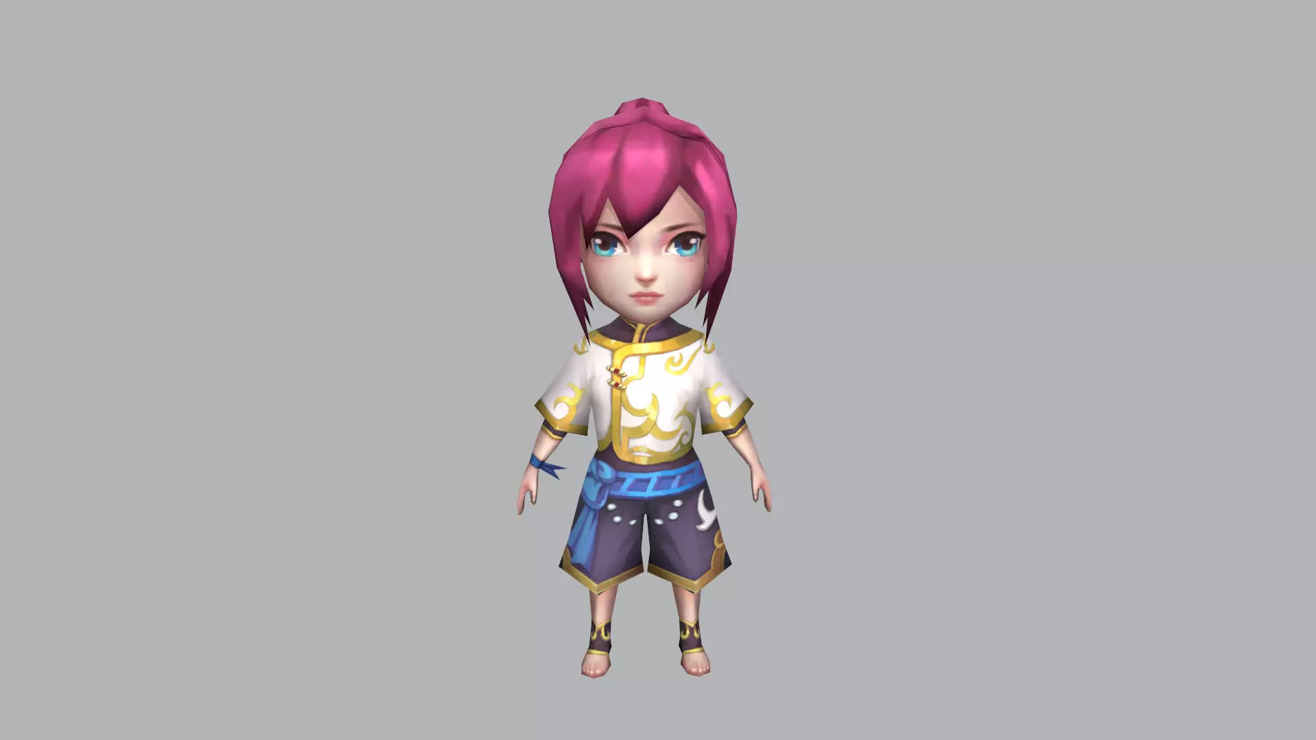Cartoon Little Girl Low-poly 3D model