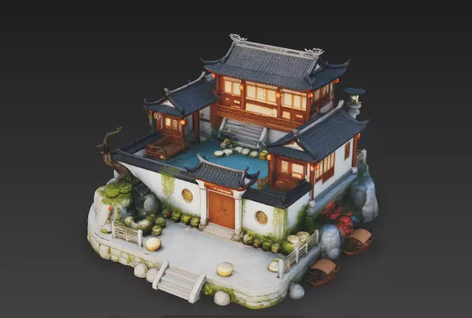 Ancient style scene homestay small courtyard 3 3D model