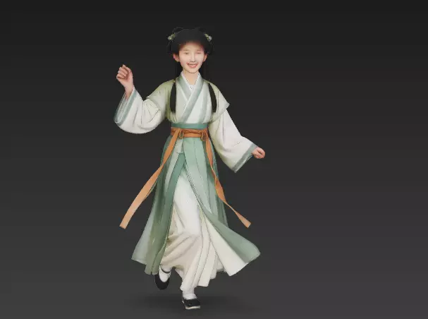 Anime style ancient Hanfu playful girl 1 3D model
