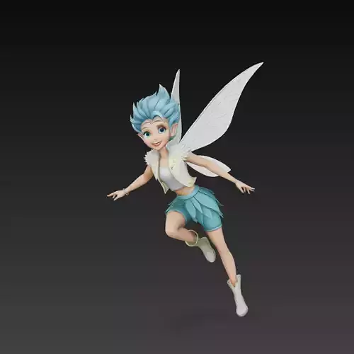 Stylized Boy Fairy Character Flying Pose 3D Model