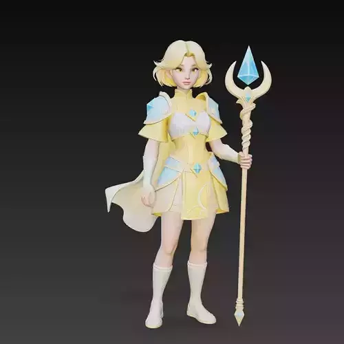 Stylized Light Paladin Mage Character 3D Model
