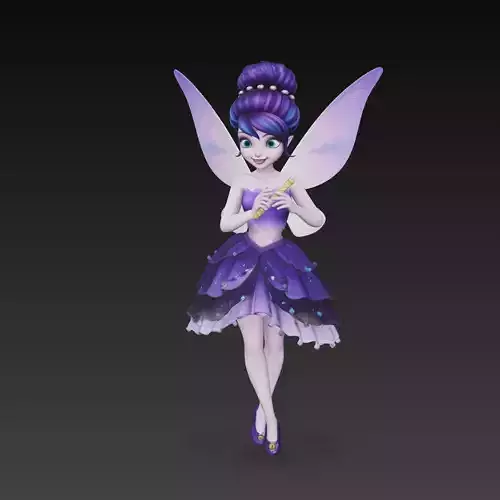 Stylized Magic Fairy Musician Character 3D Model