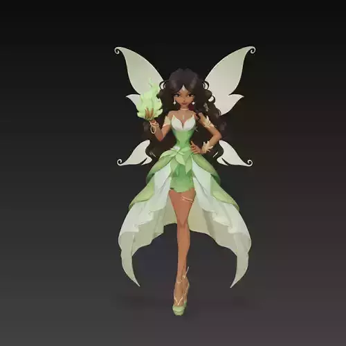 Stylized Forest Magic Fairy Character 3D Model