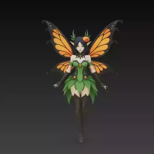 Stylized Dark Halloween Fairy Character 3D Model