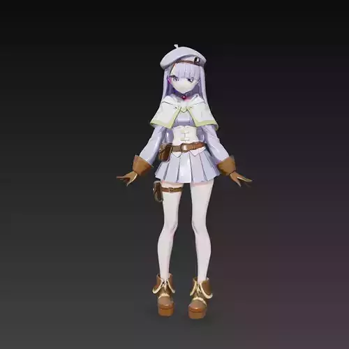 Anime Style Female Character Girl 3D Model Stylized