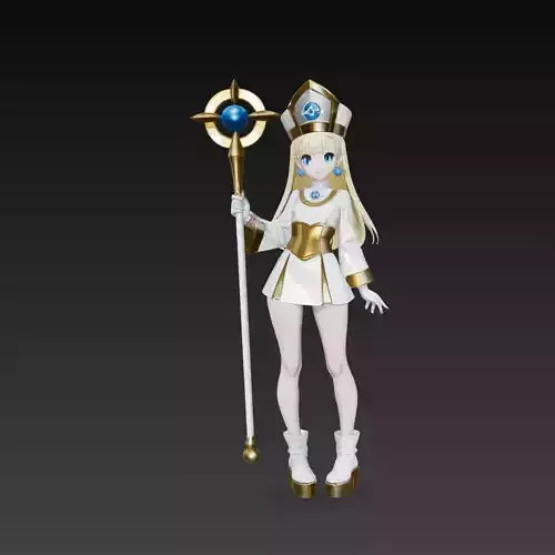 Stylized Holy Priest Mage Character 3D Model
