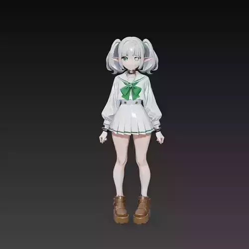 Stylized Anime Elf Girl Character 3D Model