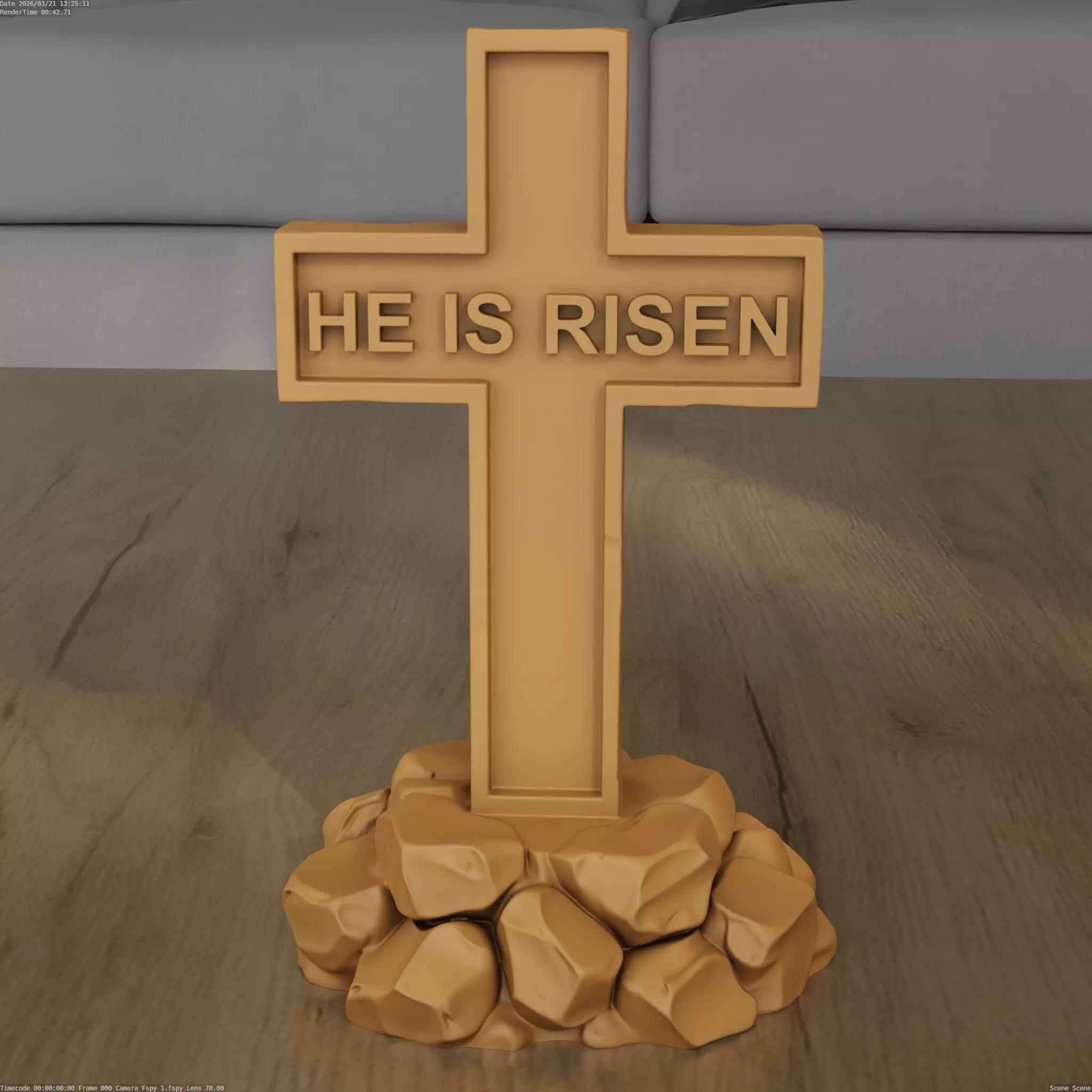He Is Risen Cross STL File for 3D Printing 3D print model