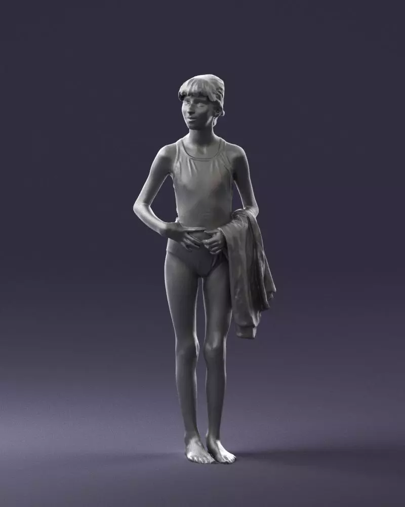 000497 Young Girl Swimmer Child Character in Swimwear 3d print 3D print model