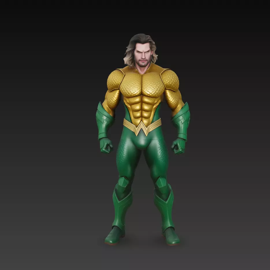 Stylized Ocean King Warrior Character 3D Model 3D print model
