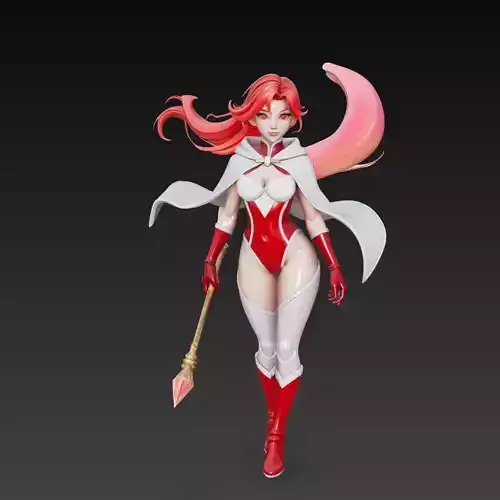 Stylized Fire Fairy Warrior Mage 3D Model