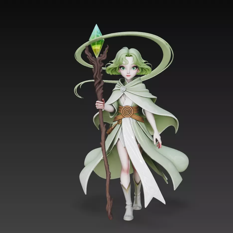 Stylized Fairy Mage Character Staff 3D Model 3D print model