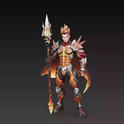 Stylized Fire Warrior Lava Knight 3D Model