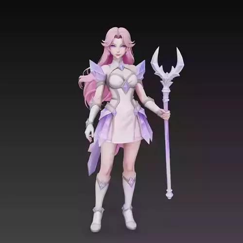 Stylized Light Fairy Mage Character 3D Model