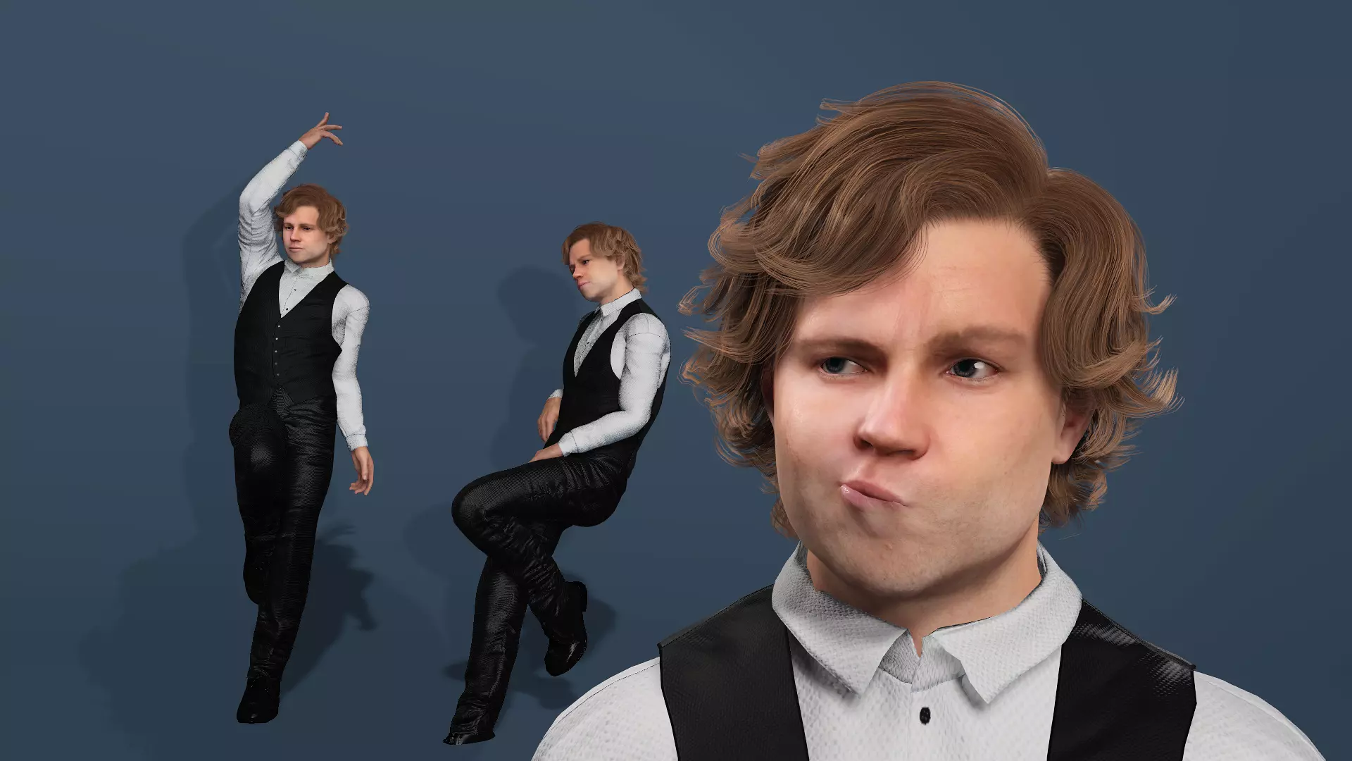 High-Detail Modern Male 3D Model Multiple Poses Game Low-poly 3D model