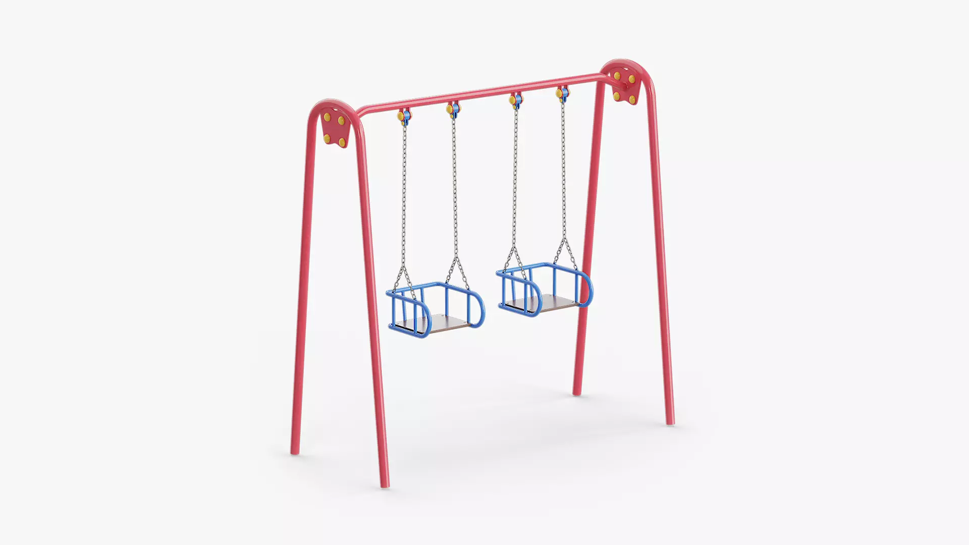 Metal Swing Outdoor 01 Red Low-poly 3D model