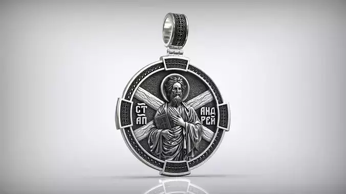 Saint Andrew the Apostle Byzantine Orthodox Cross Amulet Pendant