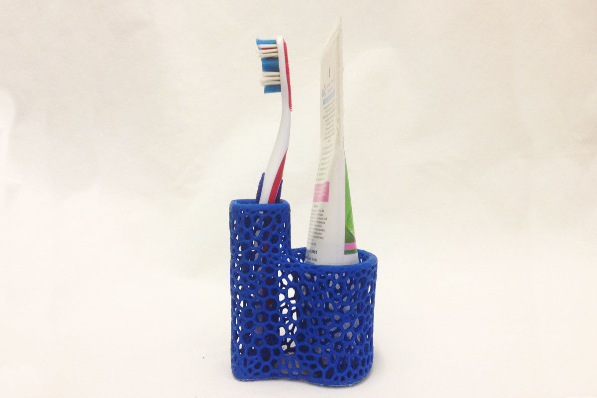 Voronoi Toothbrush Toothpaste Holder 3D print model_1