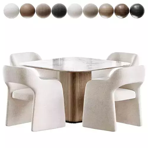 Glide Table and Chios Dining Chair Low-poly 3D model