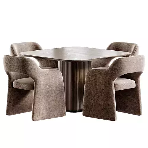 Glide Table and Chios Dining Chair Low-poly 3D model 2