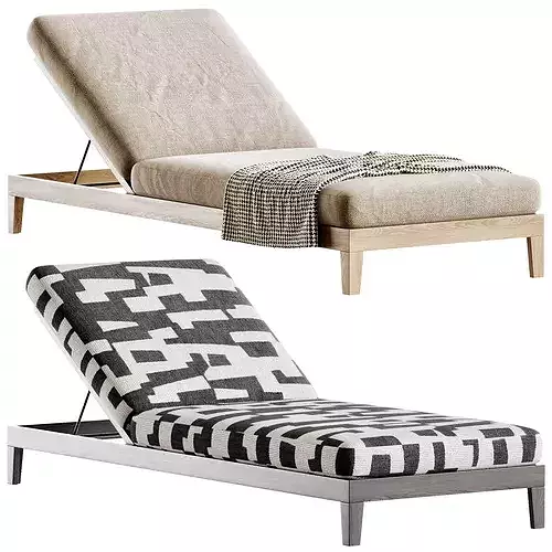 Balmain Teak Adjustable Chaise Sunlounger Low-poly 3D model 3