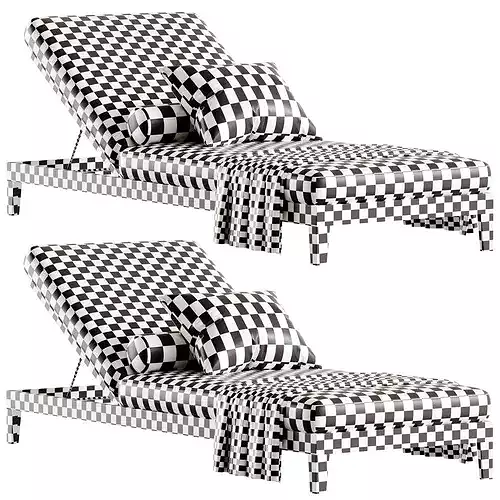 Balmain Teak Adjustable Chaise Sunlounger Low-poly 3D model 7