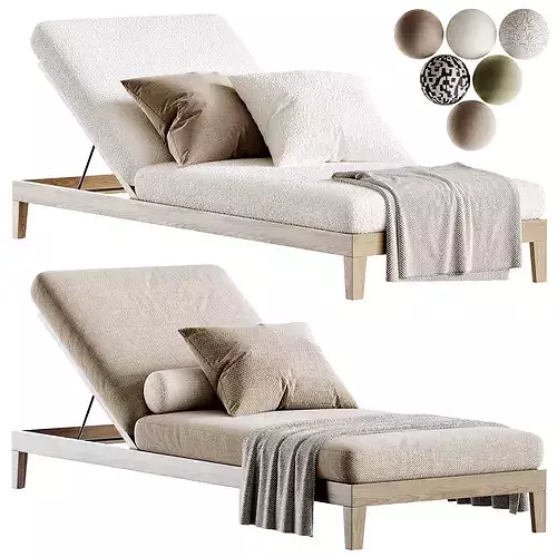 Balmain Teak Adjustable Chaise Sunlounger Low-poly 3D model