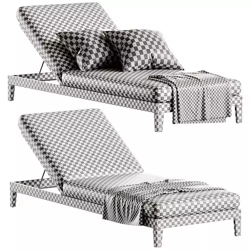 Balmain Teak Adjustable Chaise Sunlounger Low-poly 3D model 6