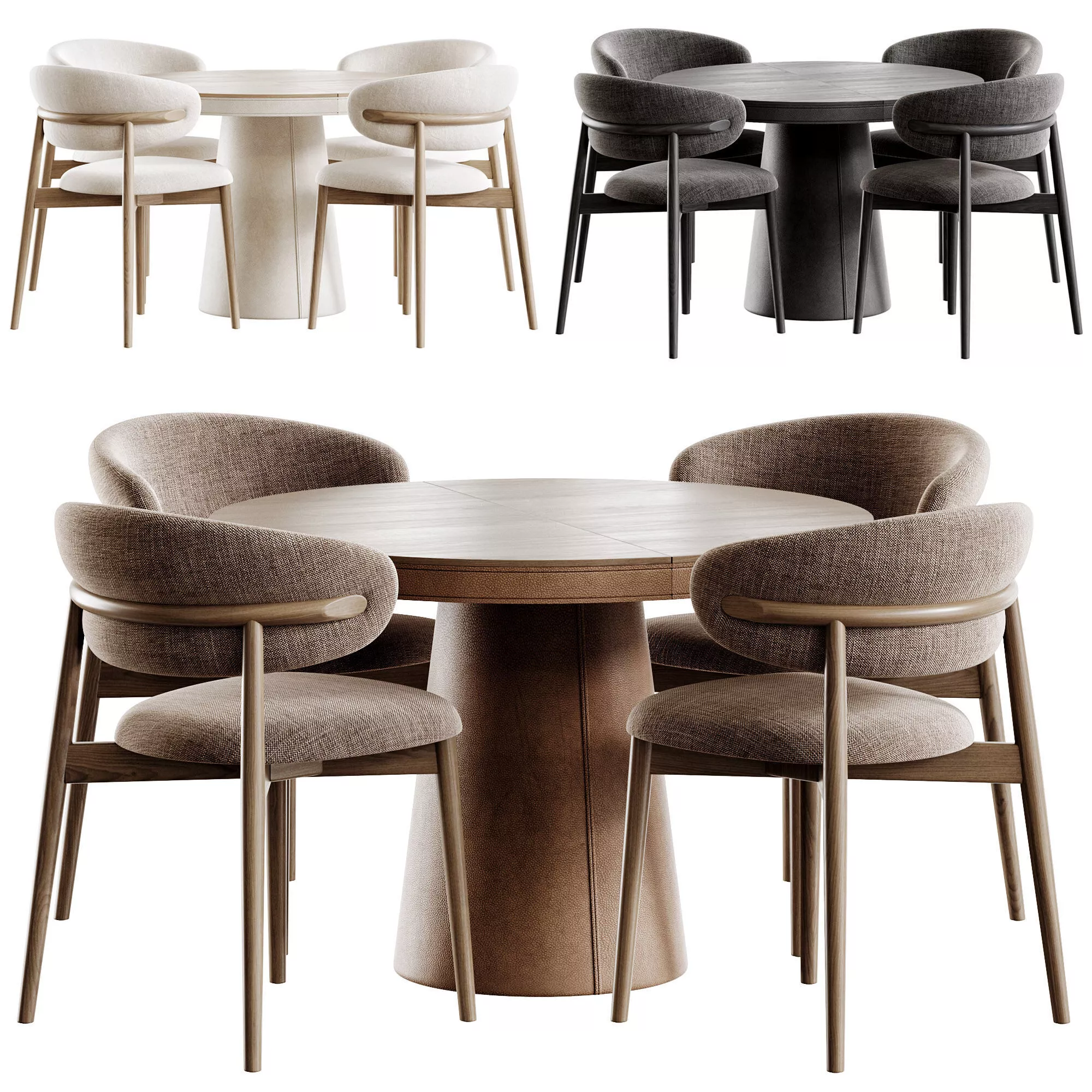 Lagen Round Table and Ferrara Chair Low-poly 3D model