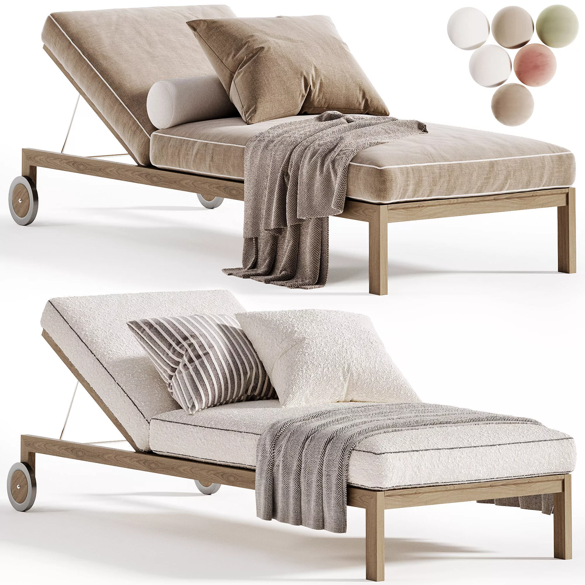 Aegean Teak Adjustable Chaise Sunlounger Low-poly 3D model