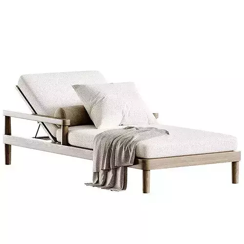 Miramar Teak Chaise Sunlounger Low-poly 3D model 6