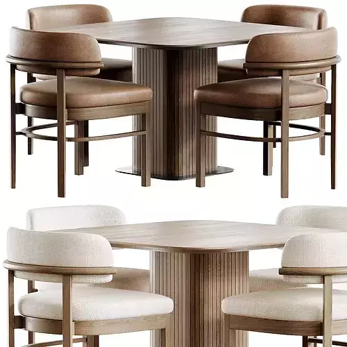 Contempo Chair and Glide Table By Dantonehome Low-poly 3D model 4