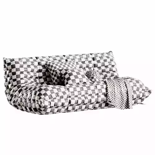 Togo Loveseat By Ligne Roset Set 02 Low-poly 3D model 7