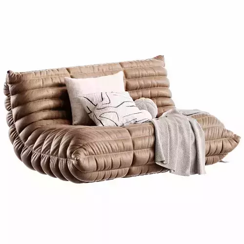 Togo Loveseat By Ligne Roset Set 02 Low-poly 3D model 4