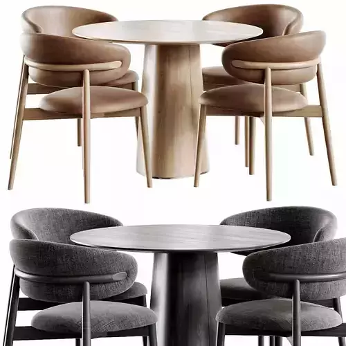 Chair Ferrara and POV Table Low-poly 3D model 4