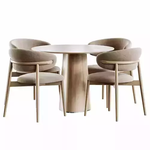 Chair Ferrara and POV Table Low-poly 3D model 3