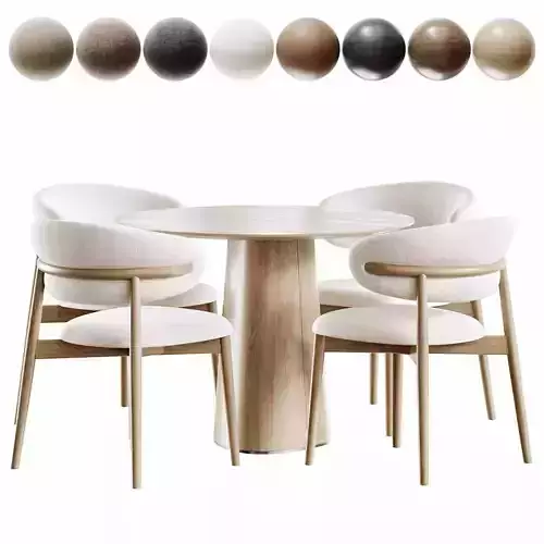 Chair Ferrara and POV Table Low-poly 3D model 2