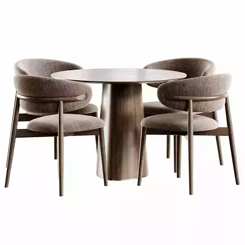 Chair Ferrara and POV Table Low-poly 3D model 5