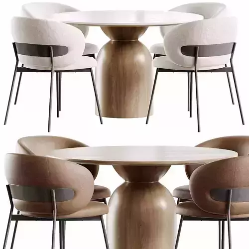 Artsource Table and Shamberi Chair Deephouse Low-poly 3D model 4