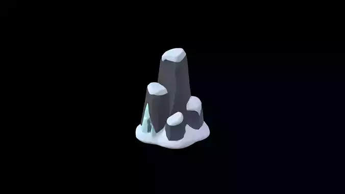 Low Poly Stylized Snowy Cliff Wall - PBR