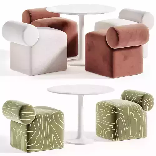 Esfera Ottoman and Turntable Couch Low-poly 3D model