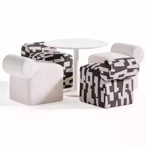 Esfera Ottoman and Turntable Couch Low-poly 3D model 3