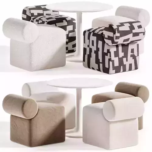 Esfera Ottoman and Turntable Couch Low-poly 3D model 2